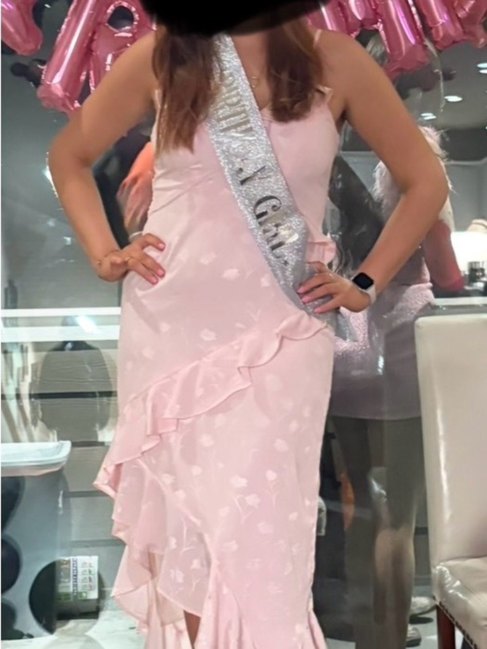 Pink Ruffle Slip Dress - Picture 5 of 5